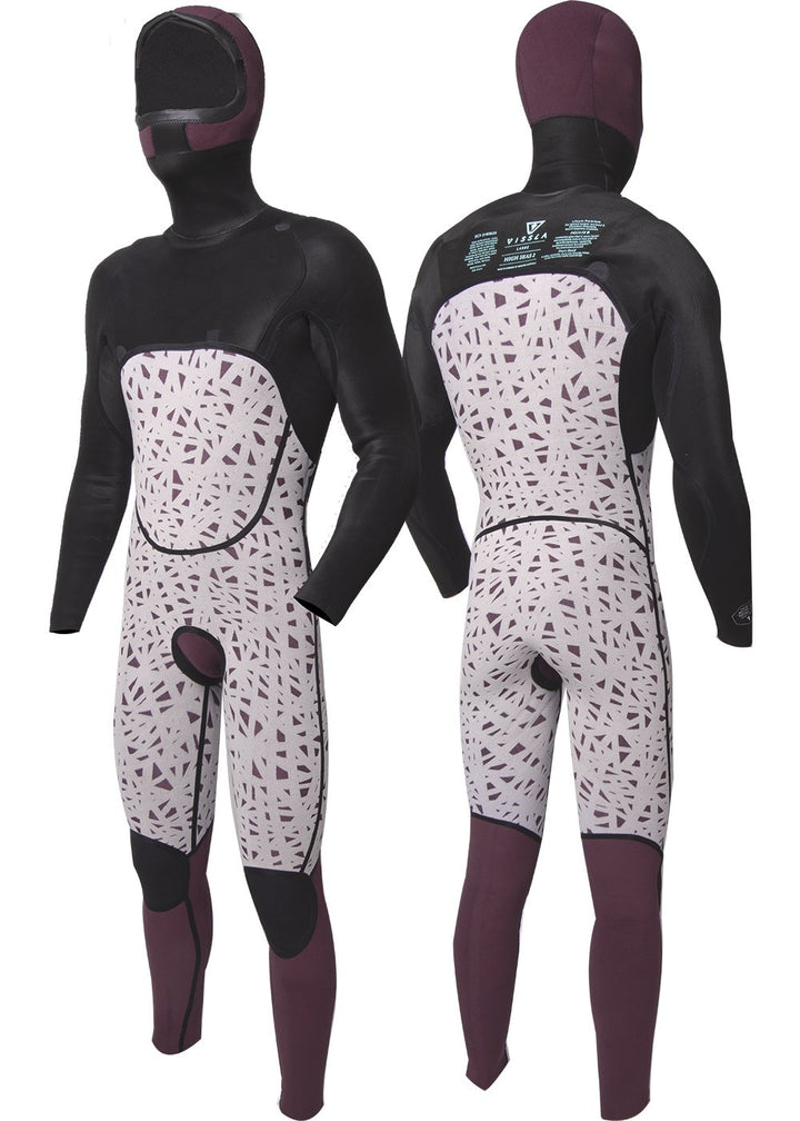 Vissla High Seas II 5-4 Full Hooded Chest Zip Wetsuit in Charcoal, view 4