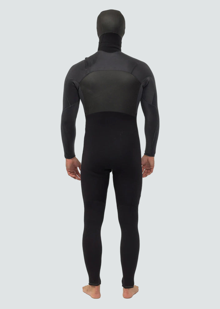 Vissla High Seas II 5-4 Full Hooded Chest Zip Wetsuit in Charcoal, view 2